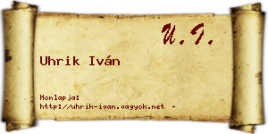 Uhrik Iván névjegykártya